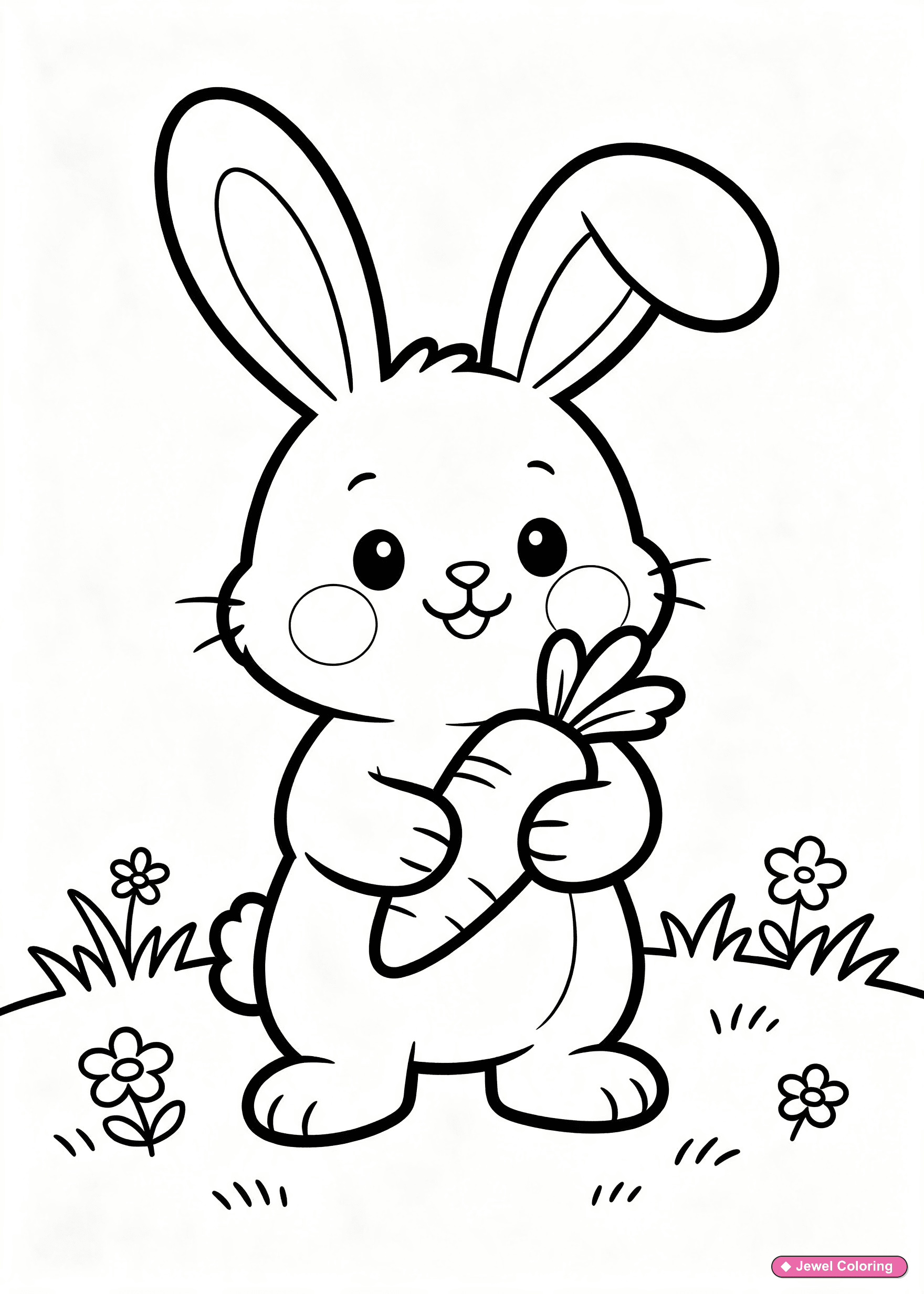Cute Bunny Coloring Page printable animals coloring page