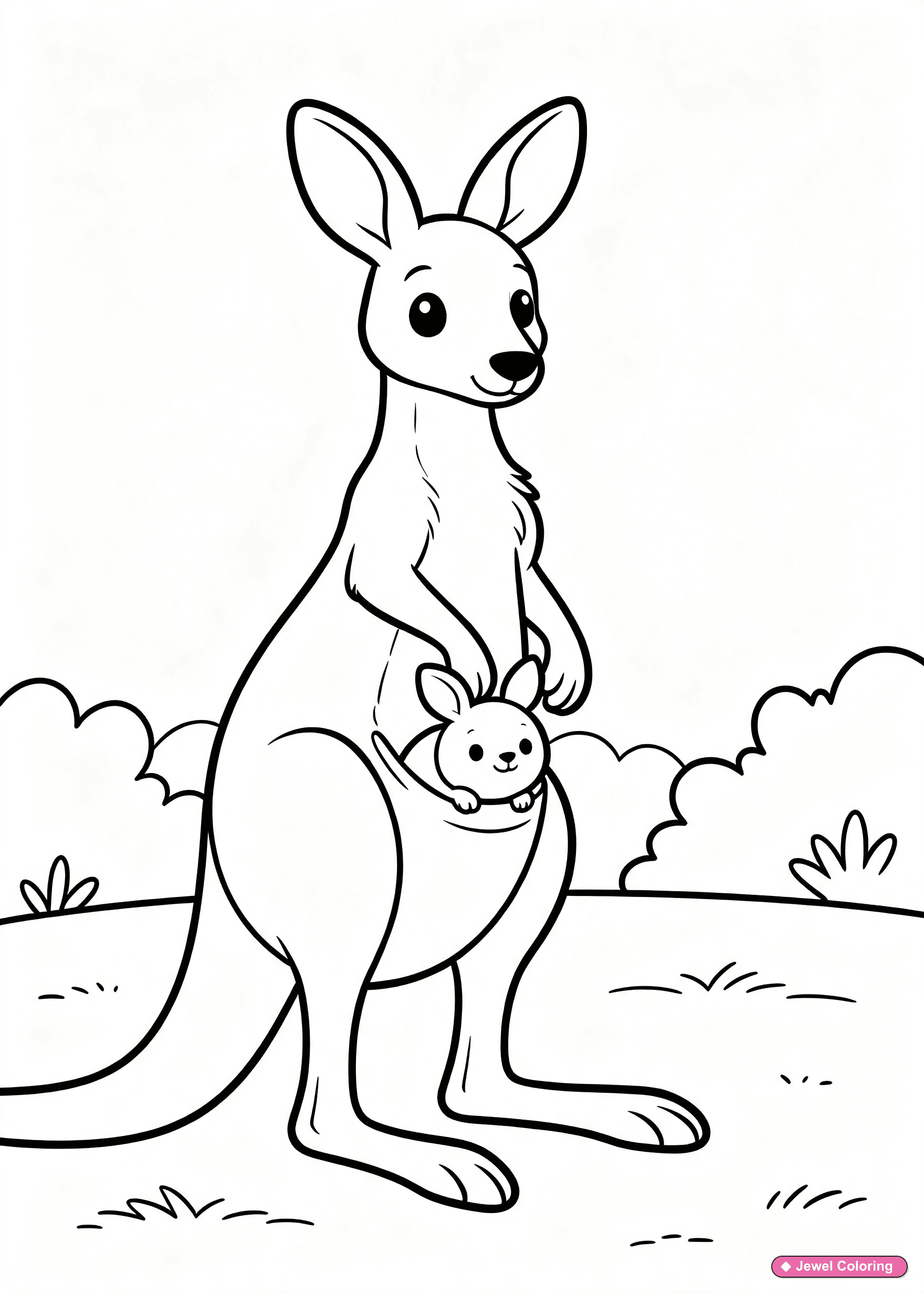 Kangaroo And Joey Coloring Page printable animals coloring page