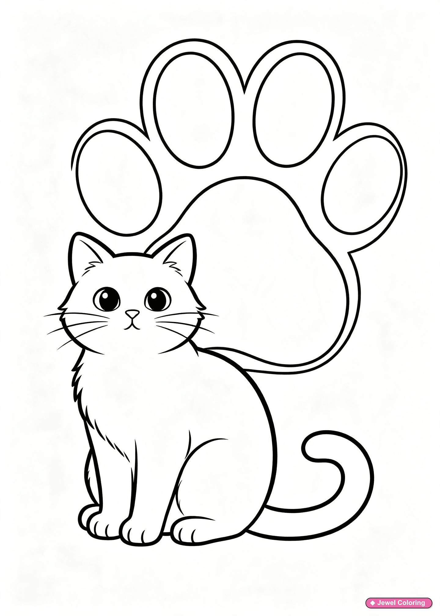 Cat Paw Print Coloring Page printable cats coloring page
