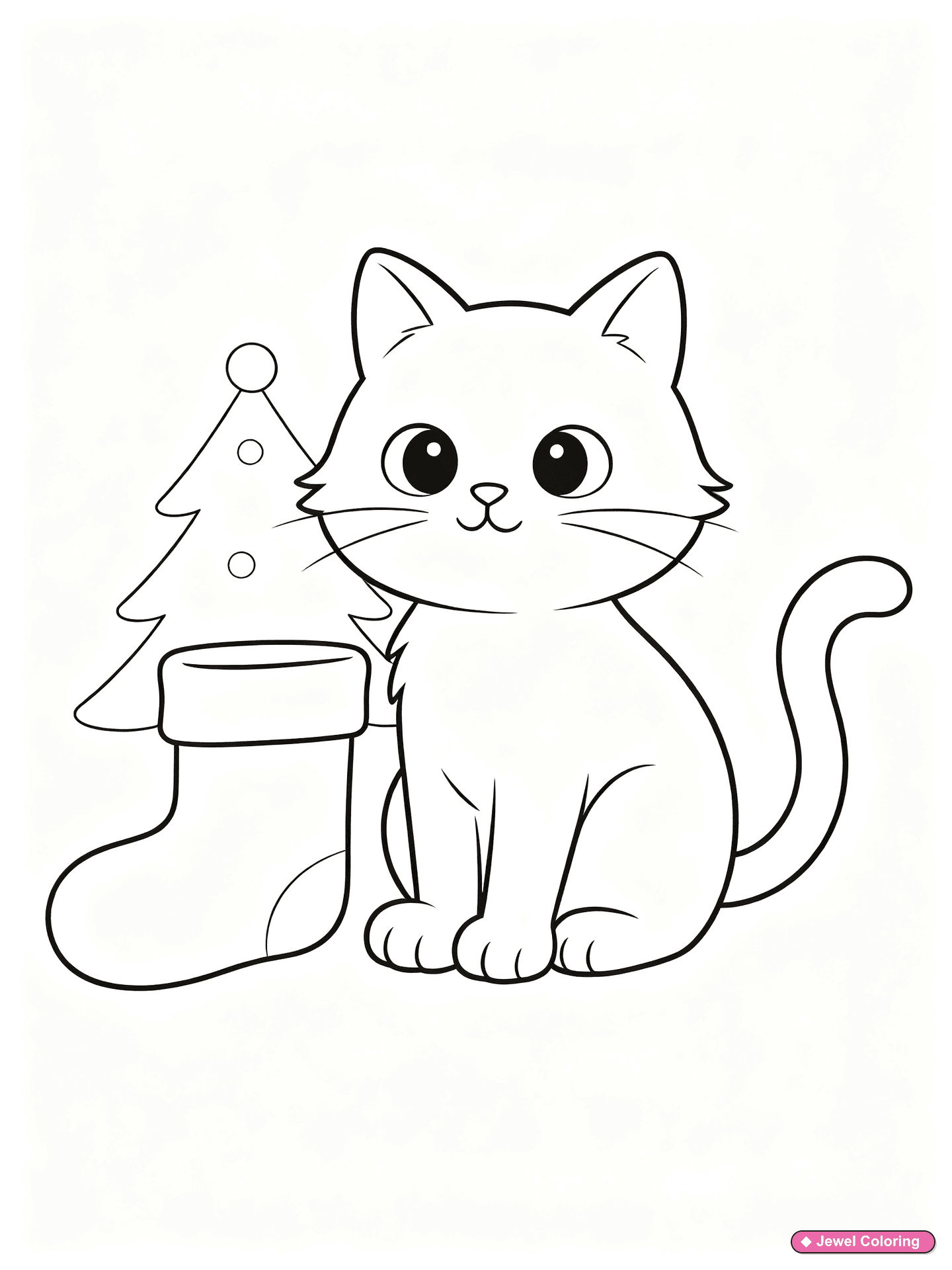 Christmas Cat Stocking Coloring Page printable cats coloring page
