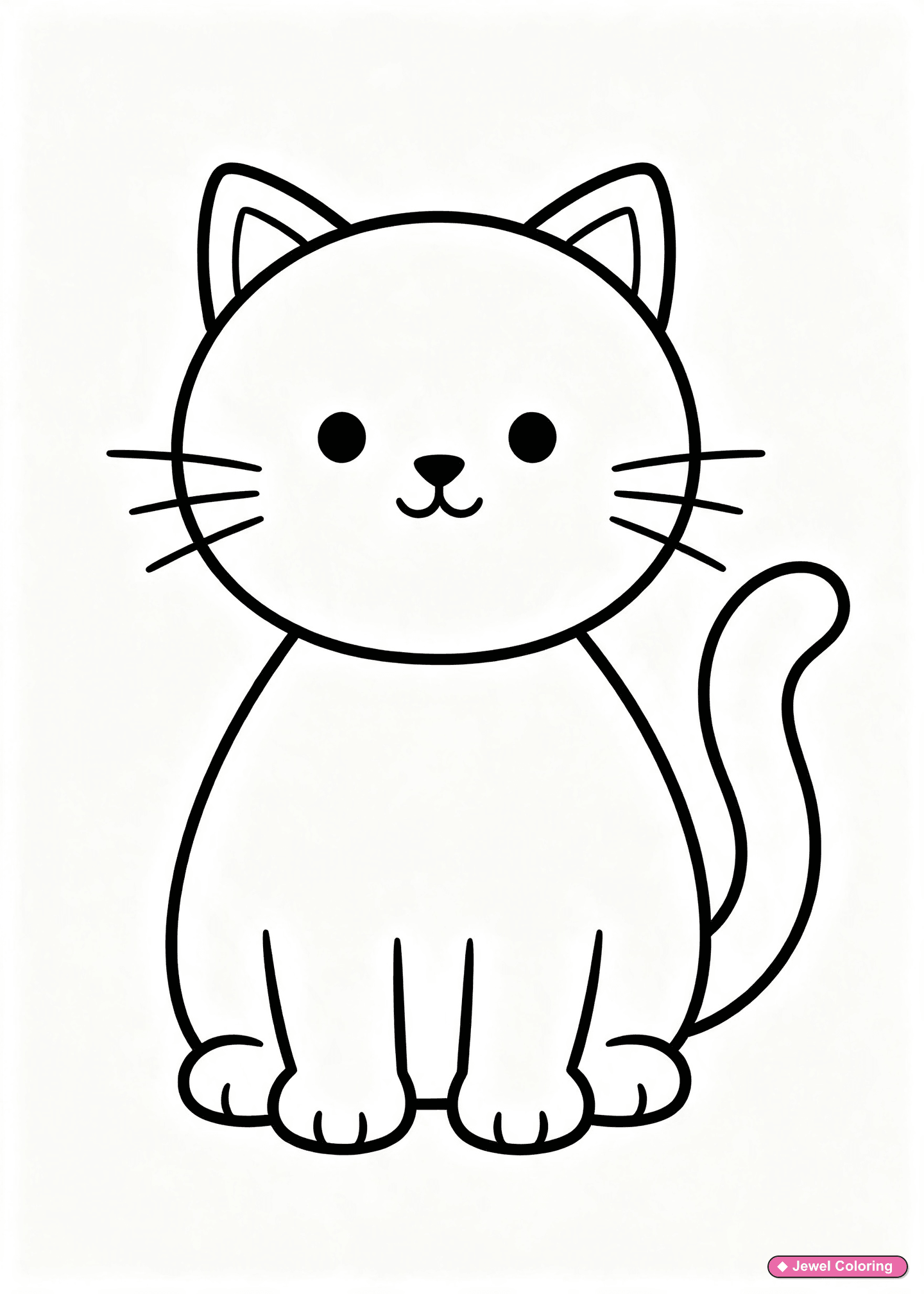 Easy Cat Outline Coloring Page printable cats coloring page