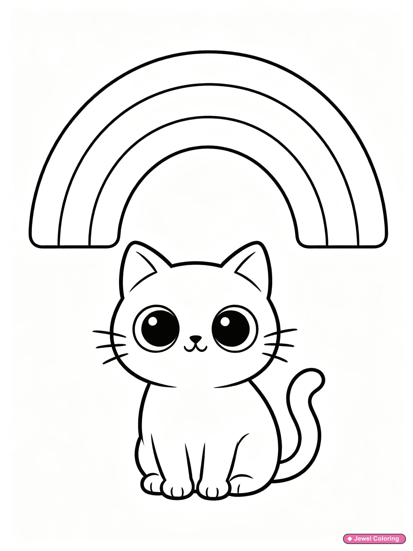 Kawaii Cat Rainbow Coloring Page printable cats coloring page