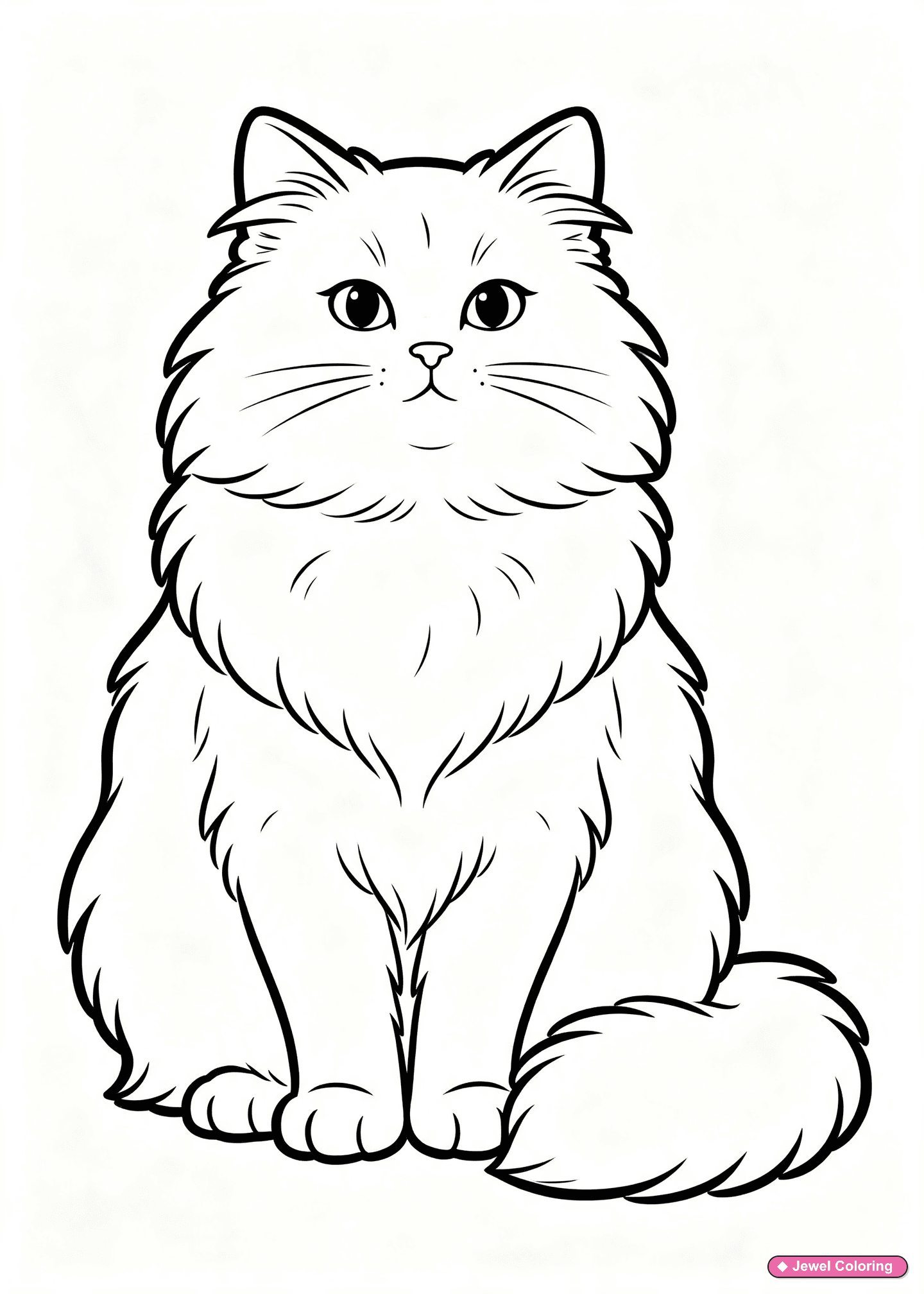 Long Haired Cat Coloring Page printable cats coloring page