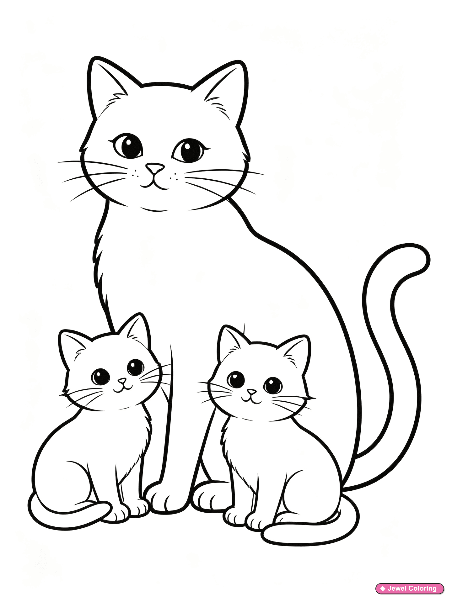 Mother Cat Kittens Coloring Page printable cats coloring page