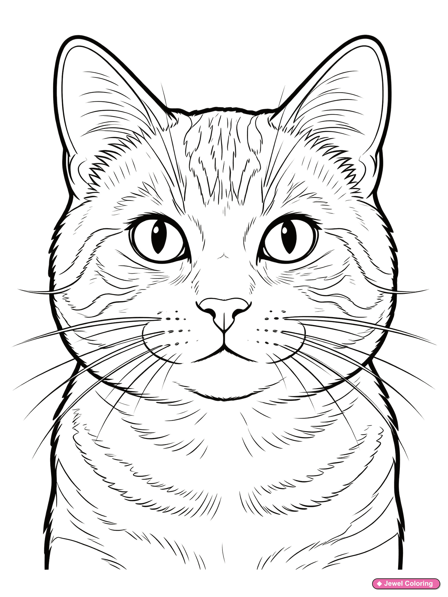 Realistic Tabby Cat Coloring Page printable cats coloring page