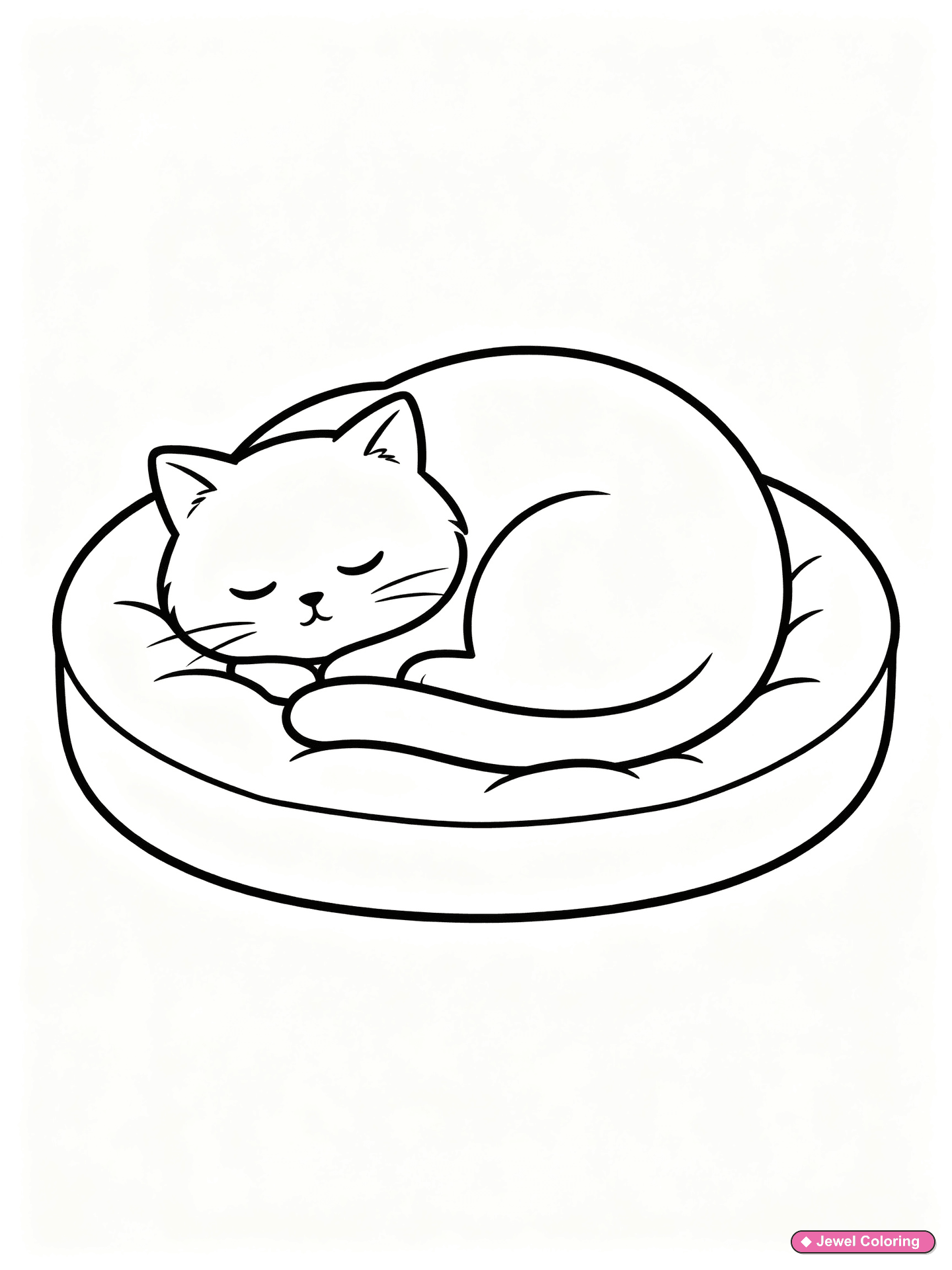 Sleeping Cat Pet Bed Coloring Page printable cats coloring page