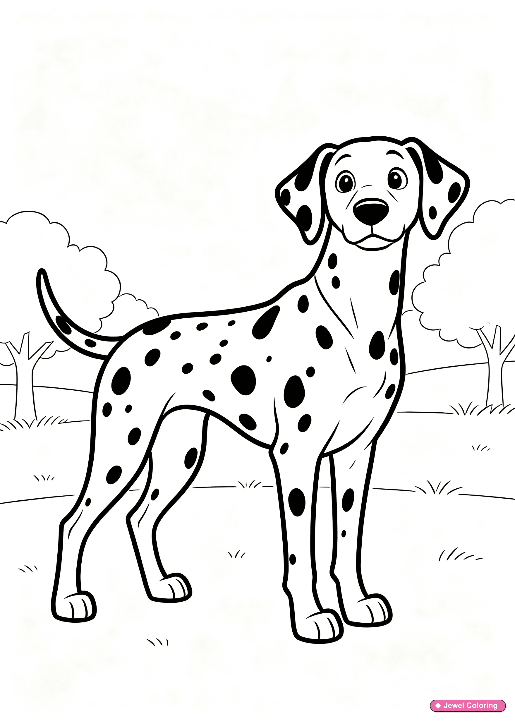 Dalmatian Dog In Park Coloring Page printable dogs coloring page