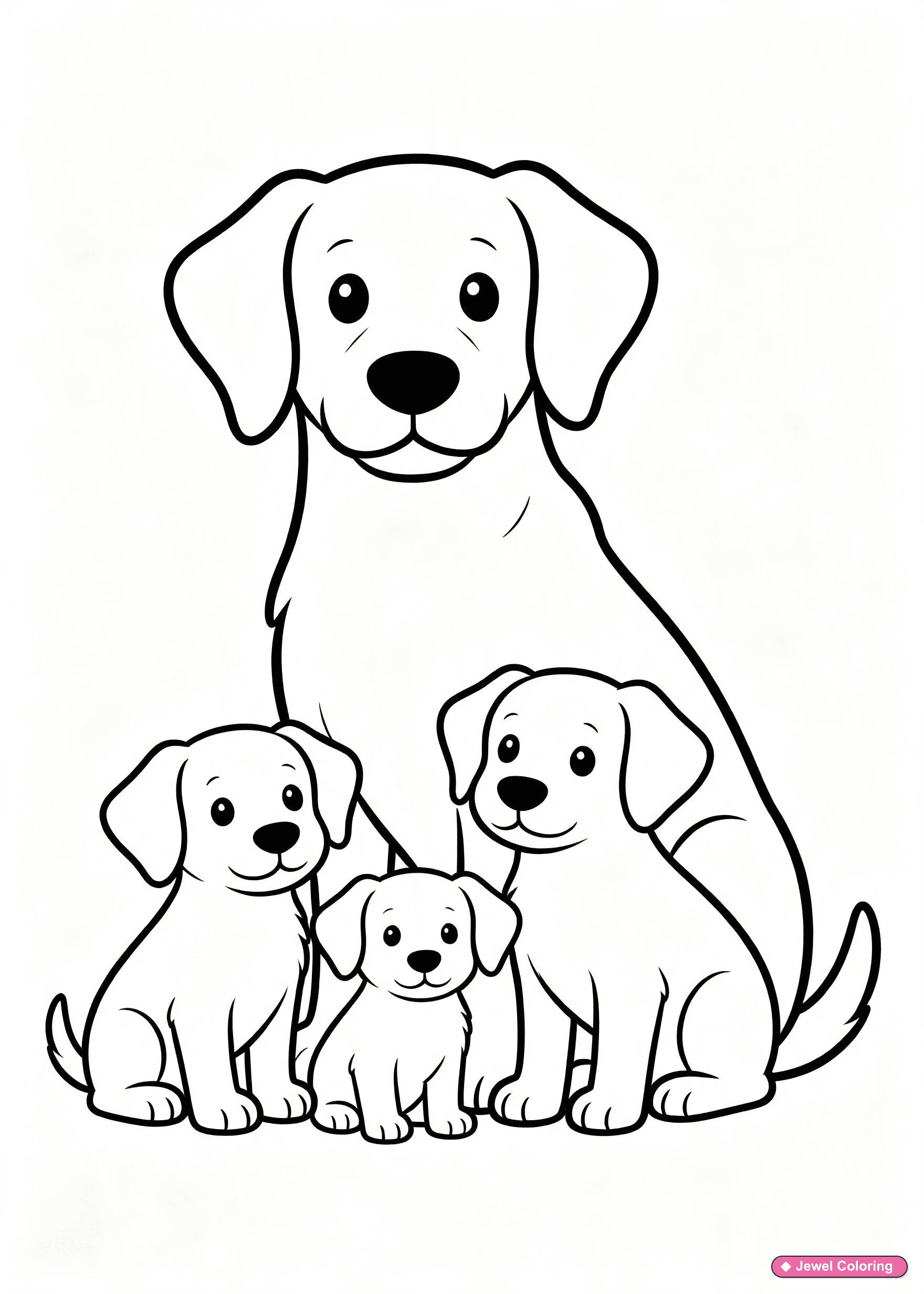 Dog Family With Puppies Coloring Page printable dogs coloring page