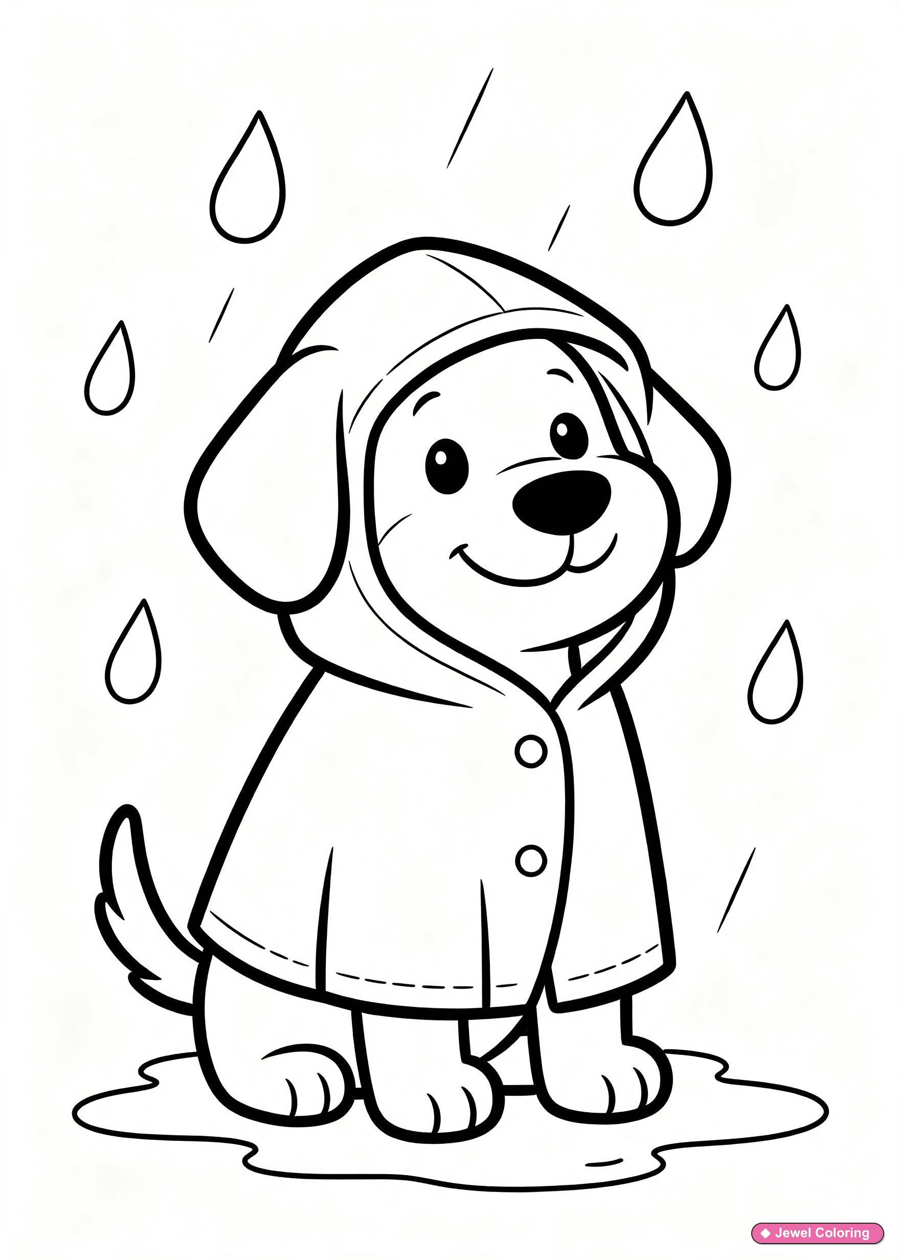 Dog In Raincoat Coloring Page printable dogs coloring page