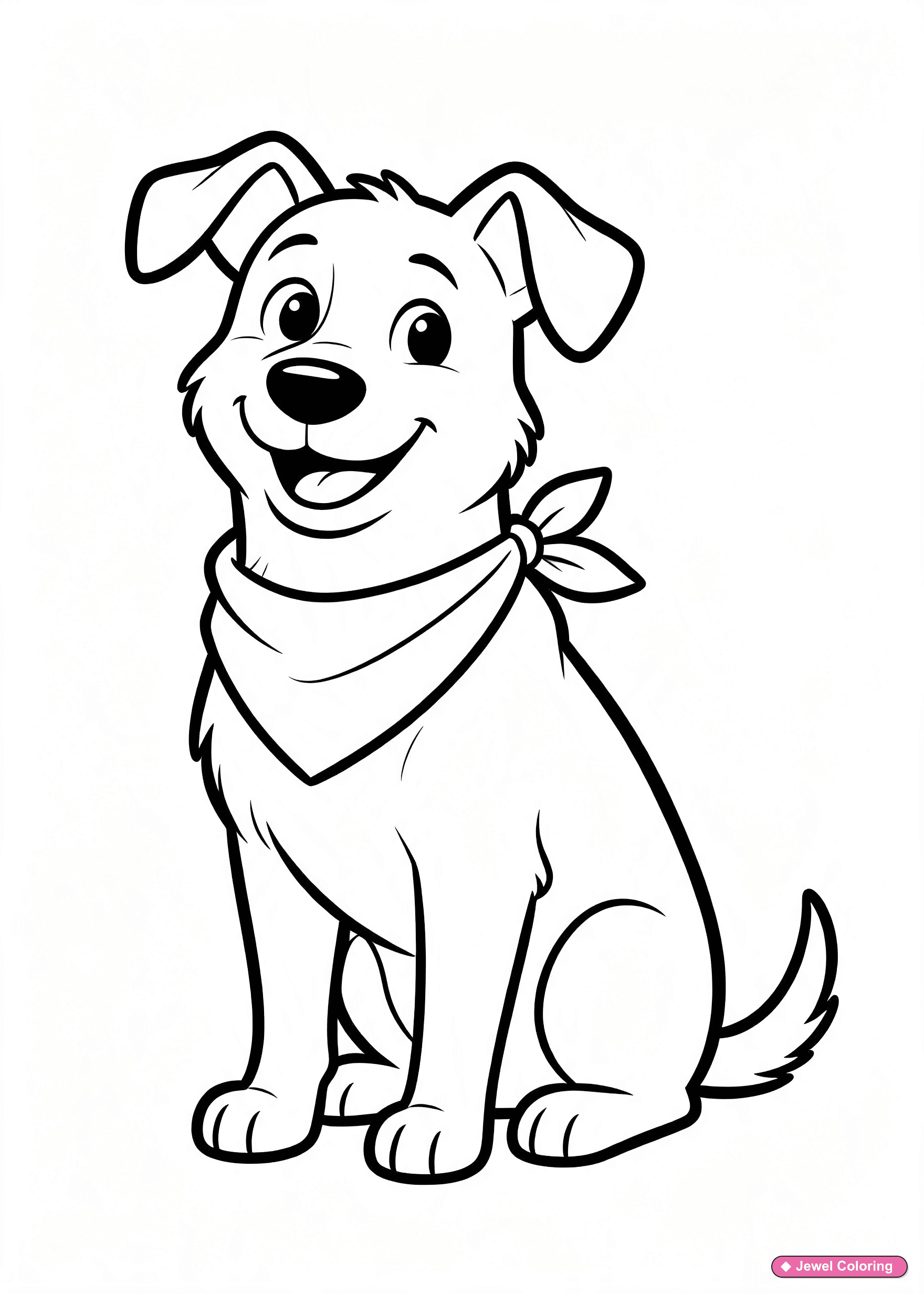 Dog Wearing Bandana Coloring Page printable dogs coloring page