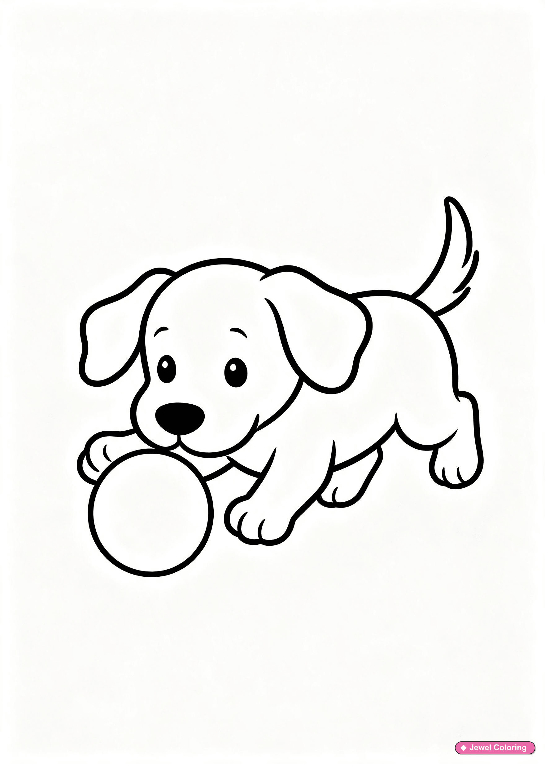 Puppy Playing With Ball Coloring Page printable dogs coloring page