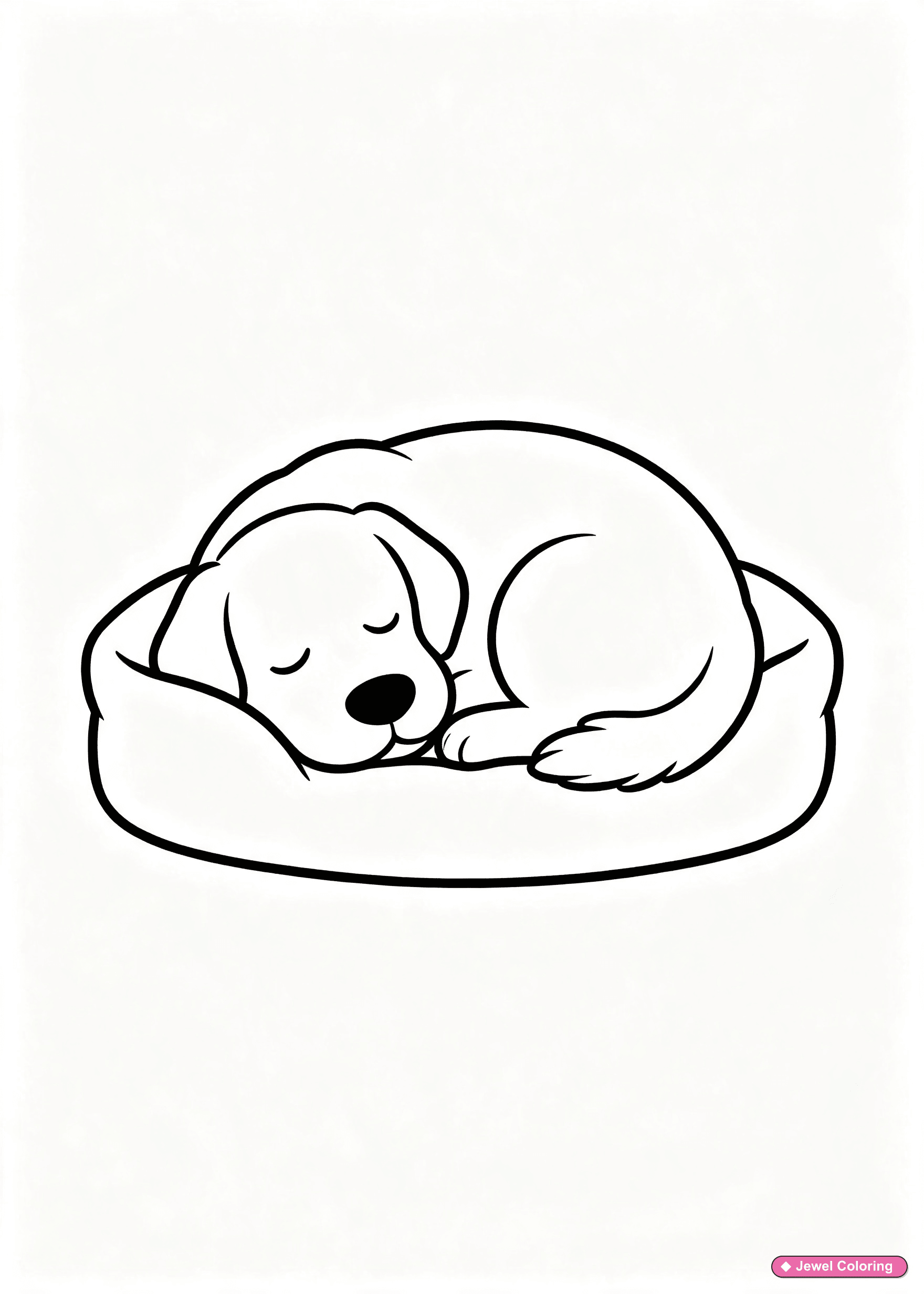 Sleeping Dog On Pet Bed Coloring Page printable dogs coloring page