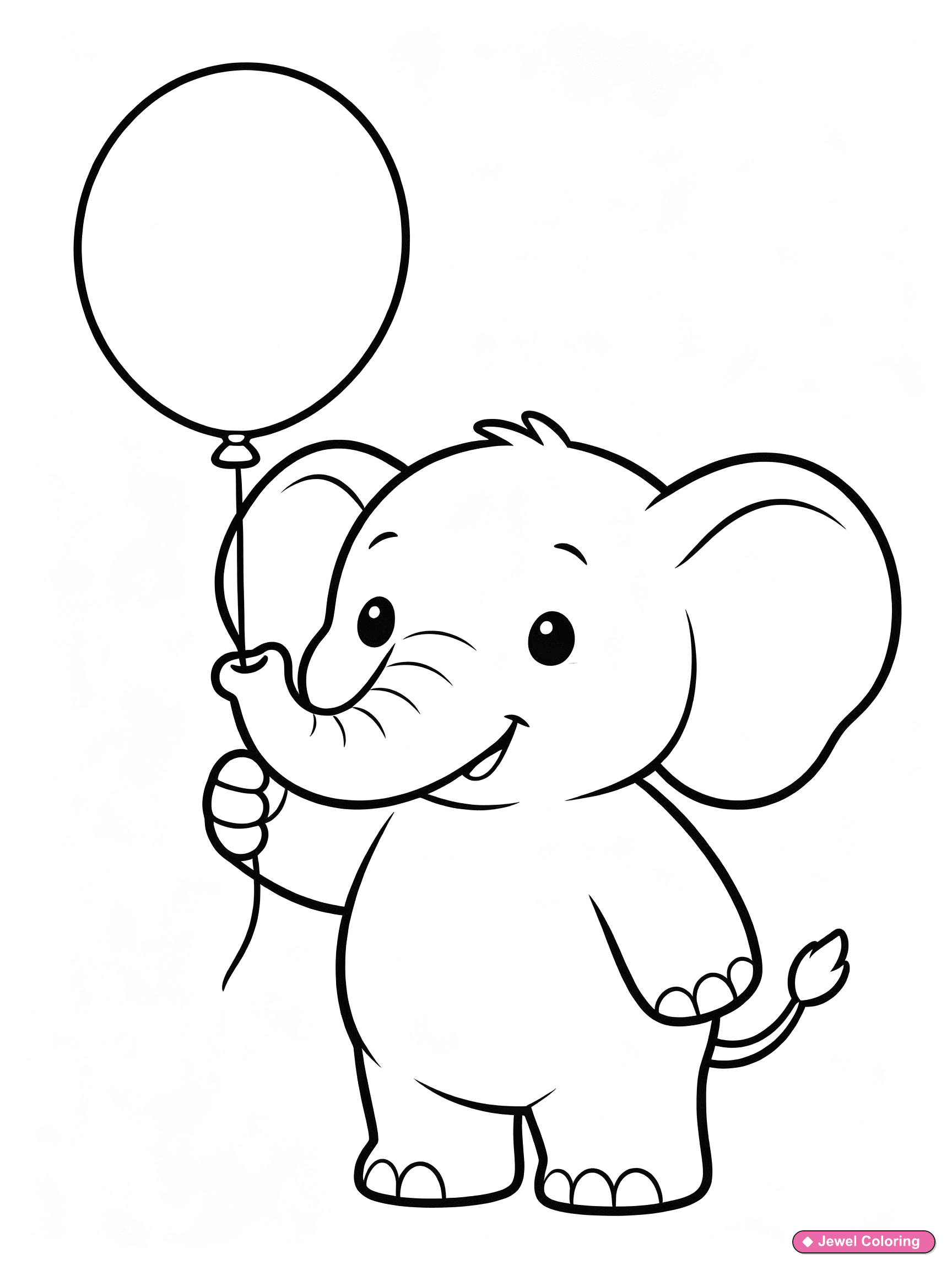 Baby Elephant Balloon Coloring Page printable elephants coloring page