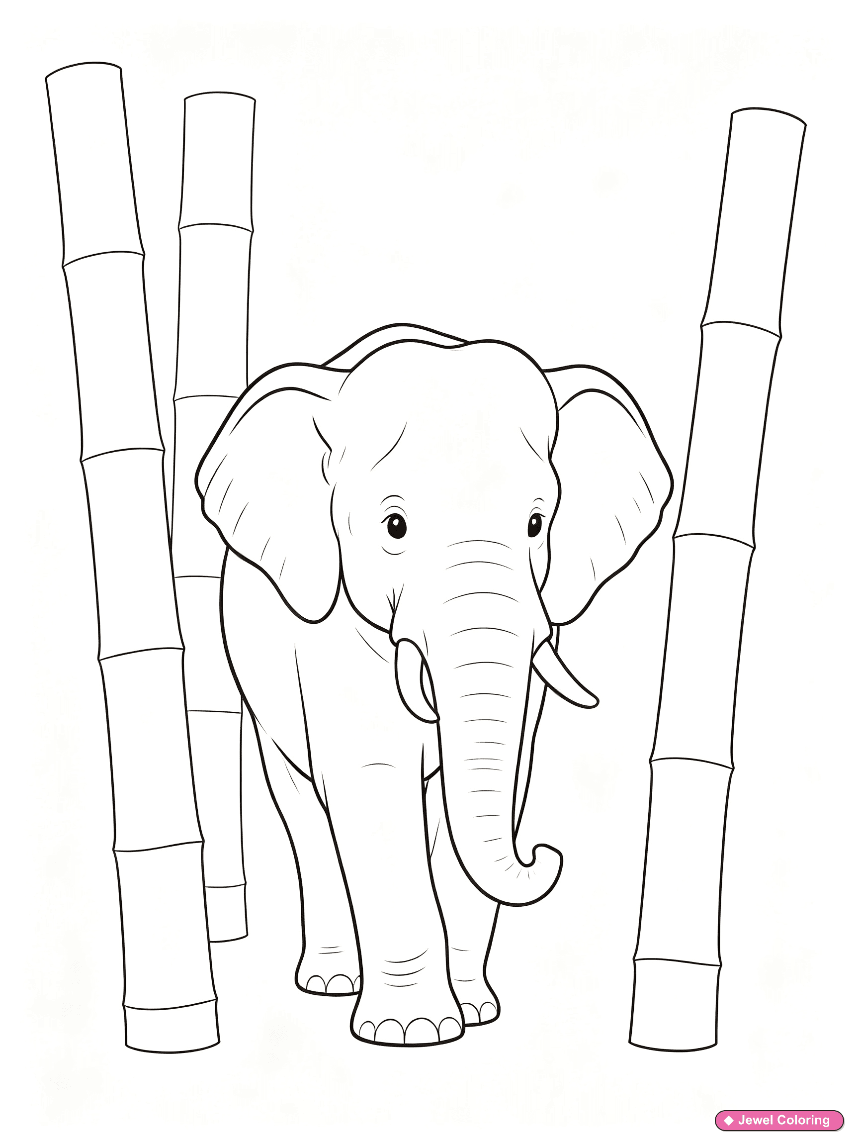 Elephant Bamboo Coloring Page printable elephants coloring page