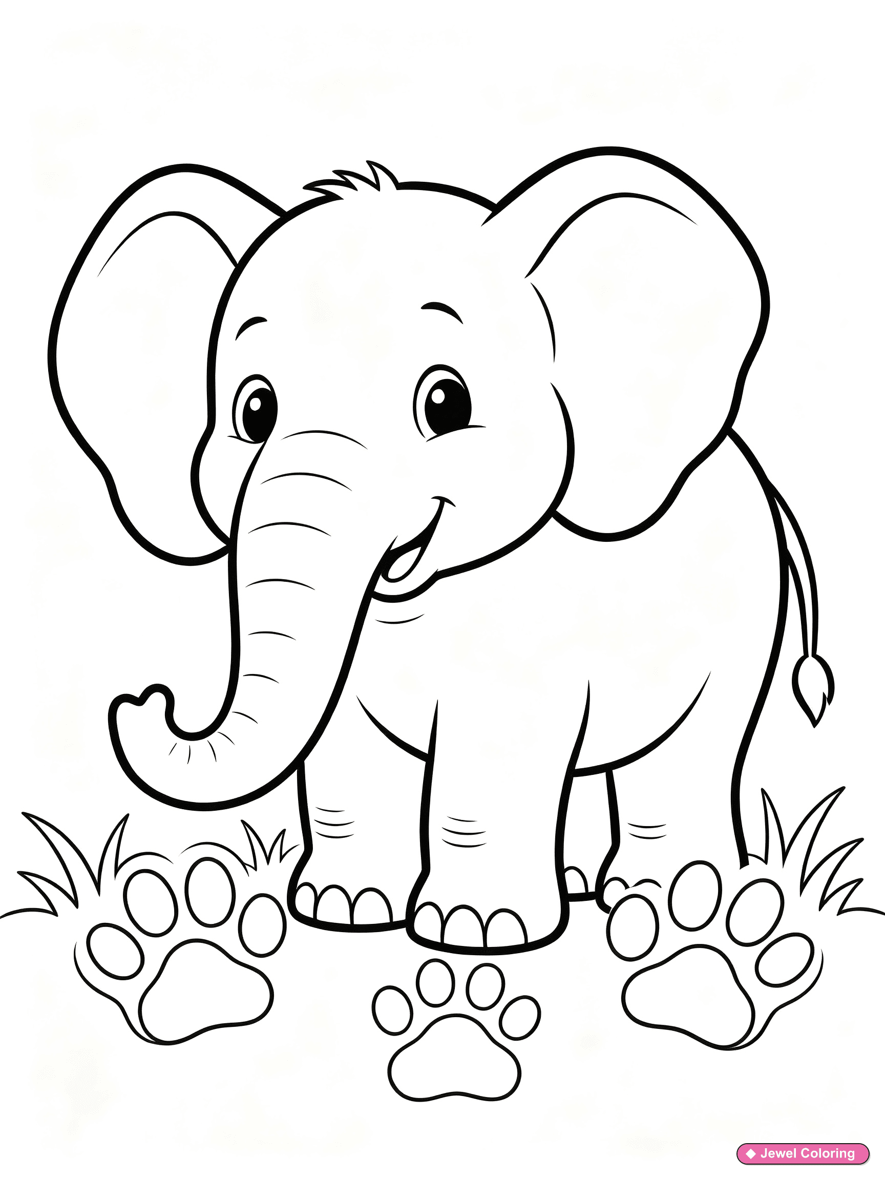 Elephant Paw Prints Coloring Page printable elephants coloring page