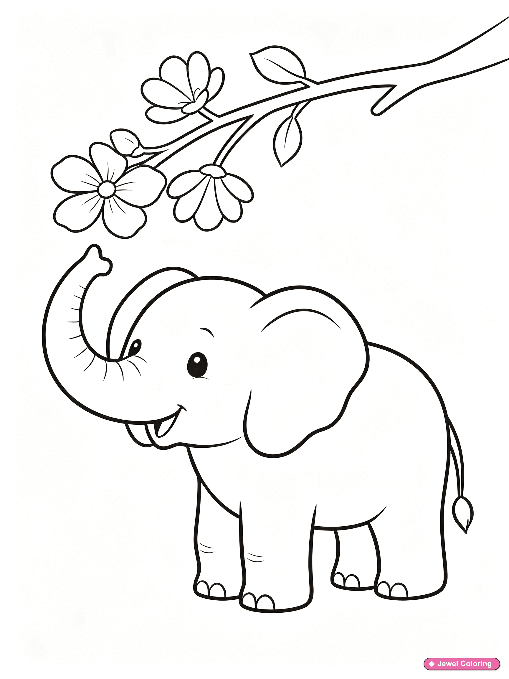 Elephant With Flowers Coloring Page printable elephants coloring page