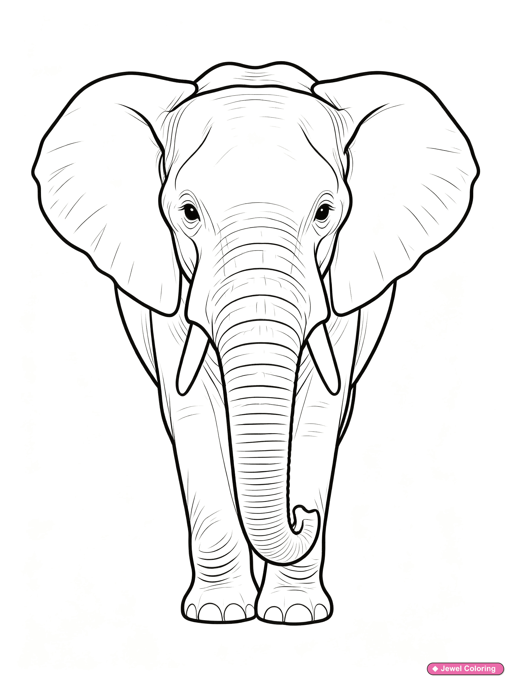 Realistic Elephant Portrait Coloring Page printable elephants coloring page