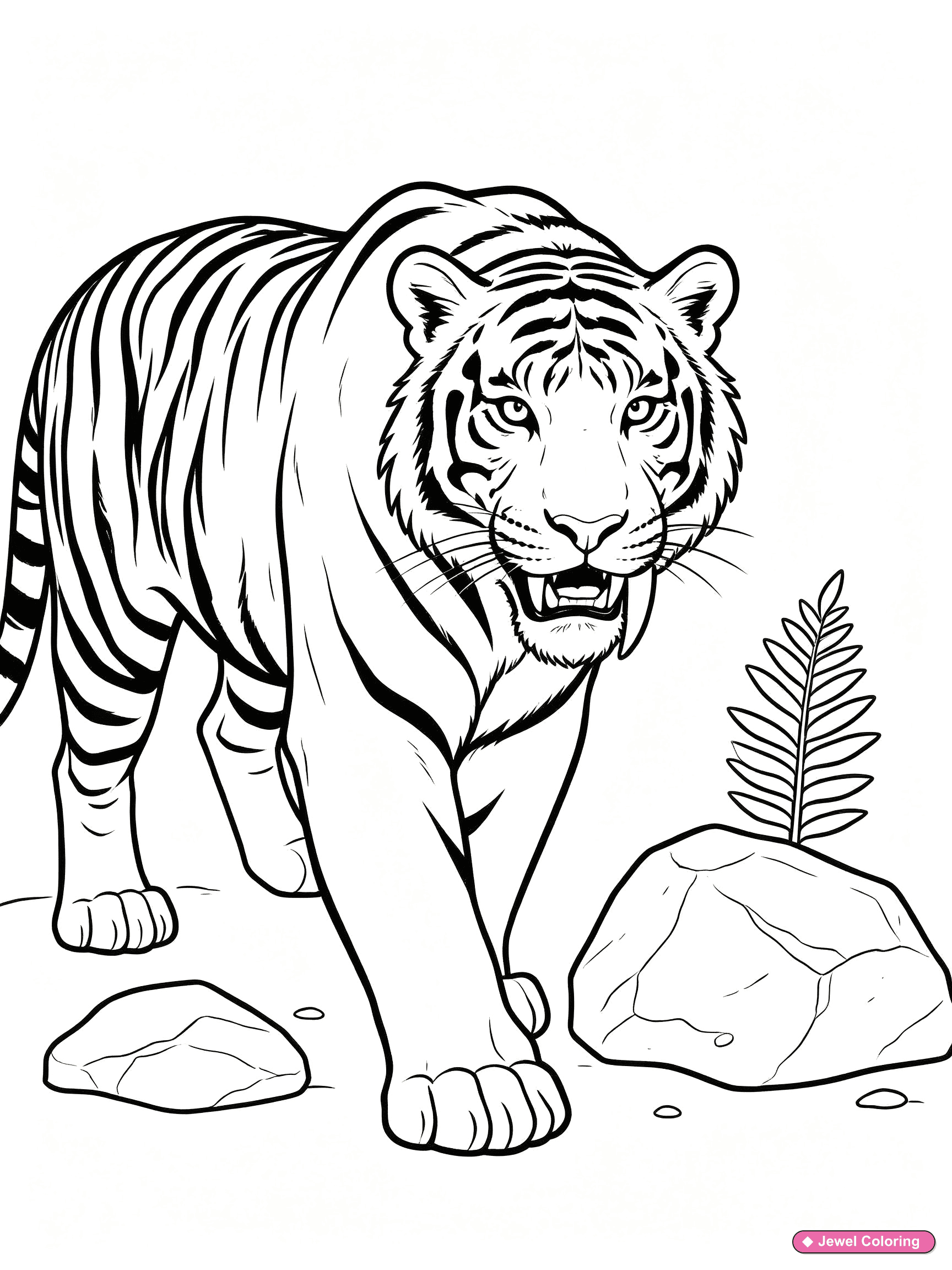 Realistic Tiger Rock Coloring Page printable tigers coloring page