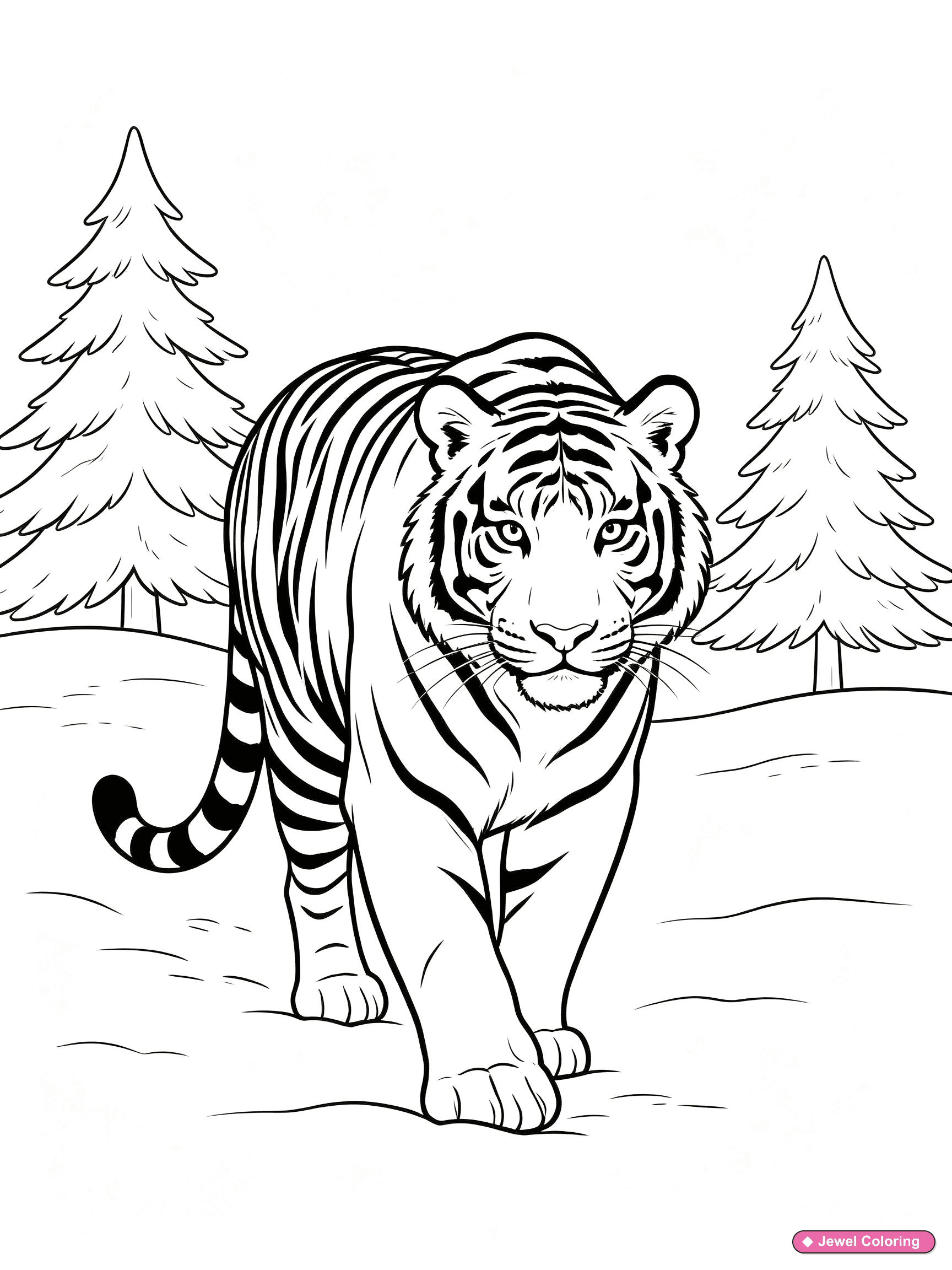 Snowy Tiger Coloring Page printable tigers coloring page