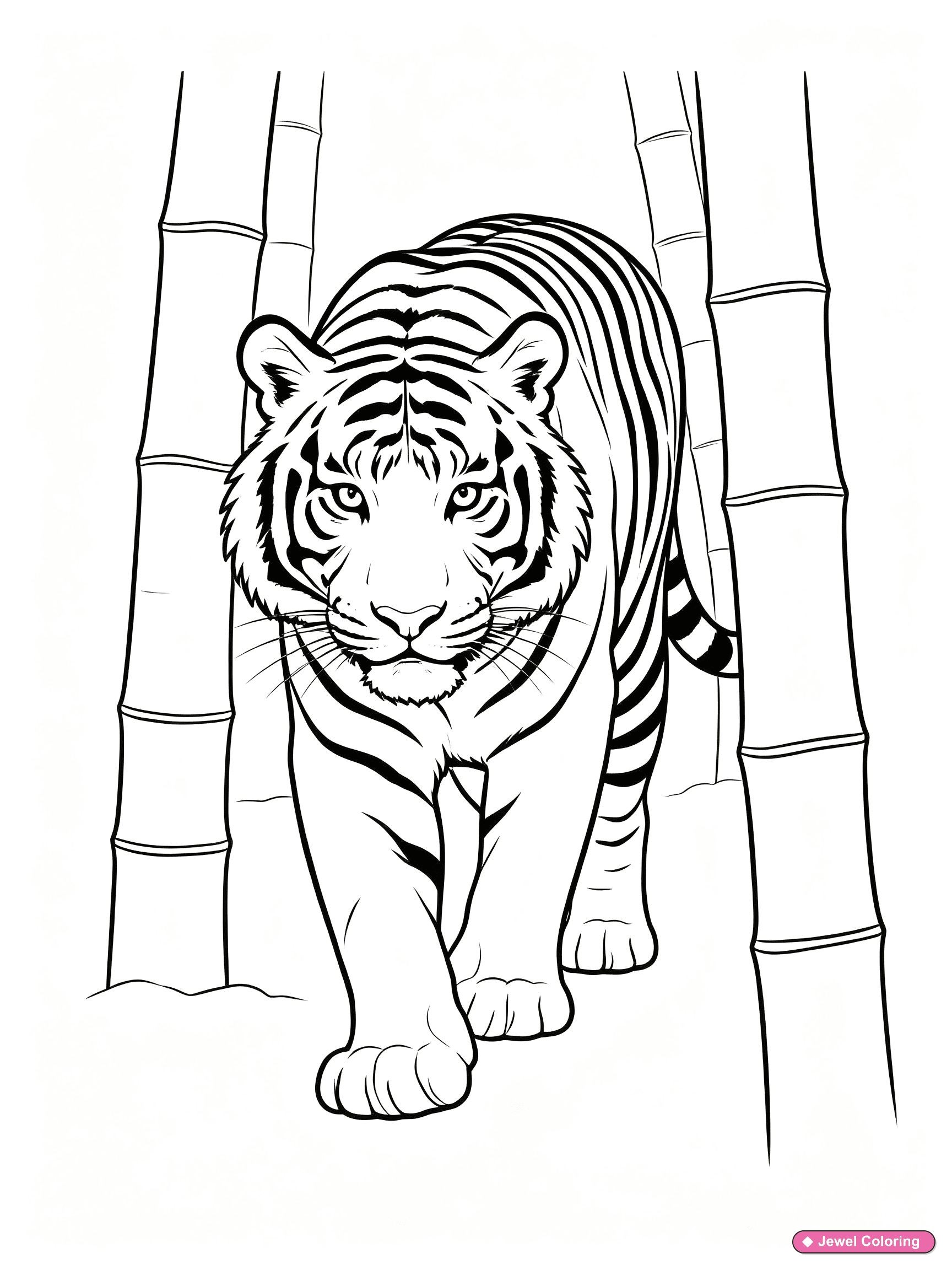 Tiger In Bamboo Coloring Page printable tigers coloring page