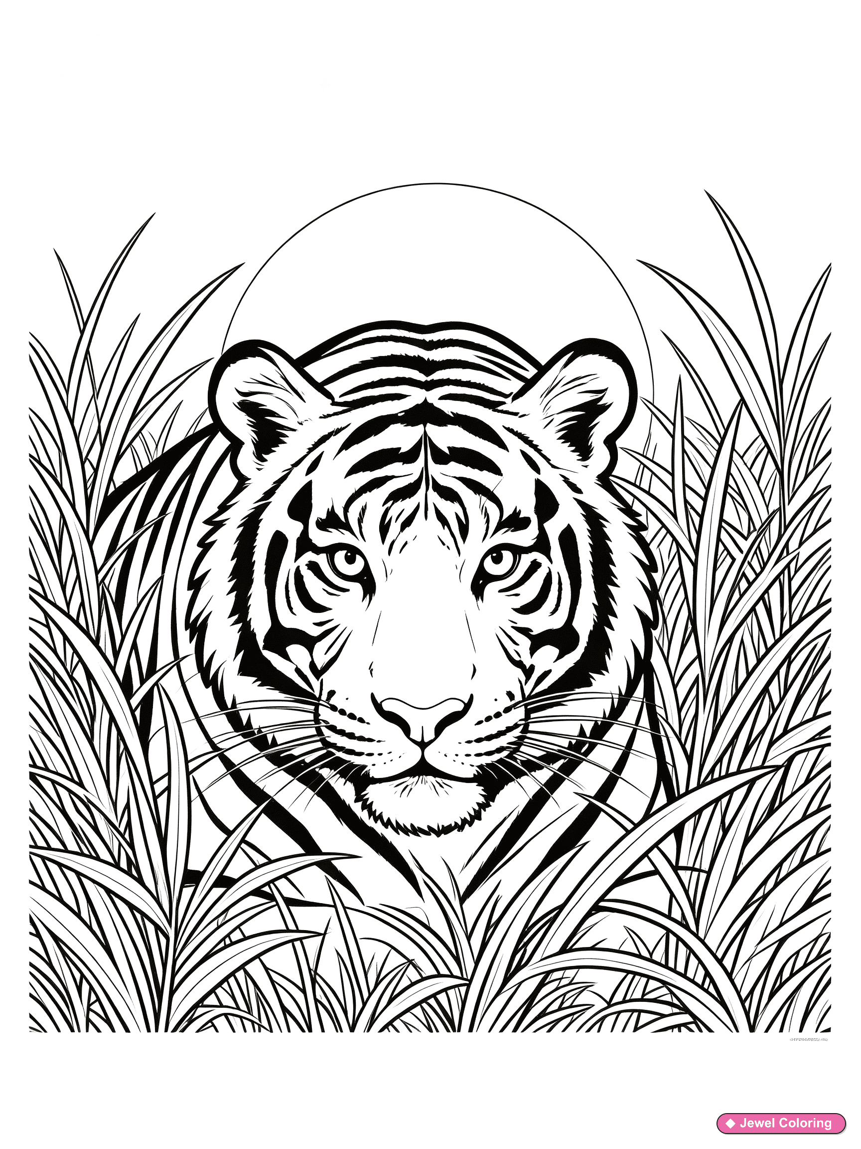 Tiger In Tall Grass Coloring Page printable tigers coloring page