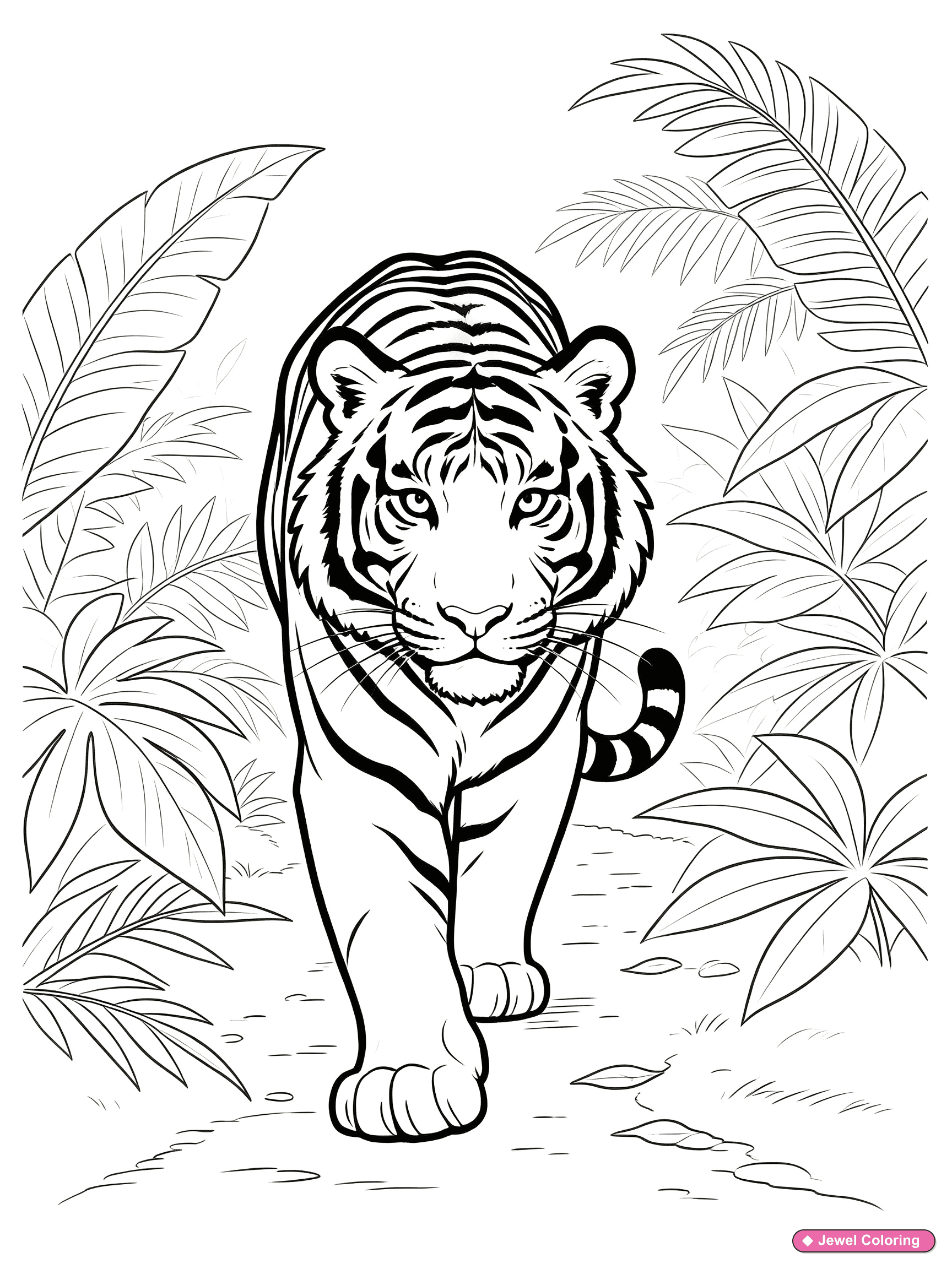 Tiger Jungle Coloring Page printable tigers coloring page