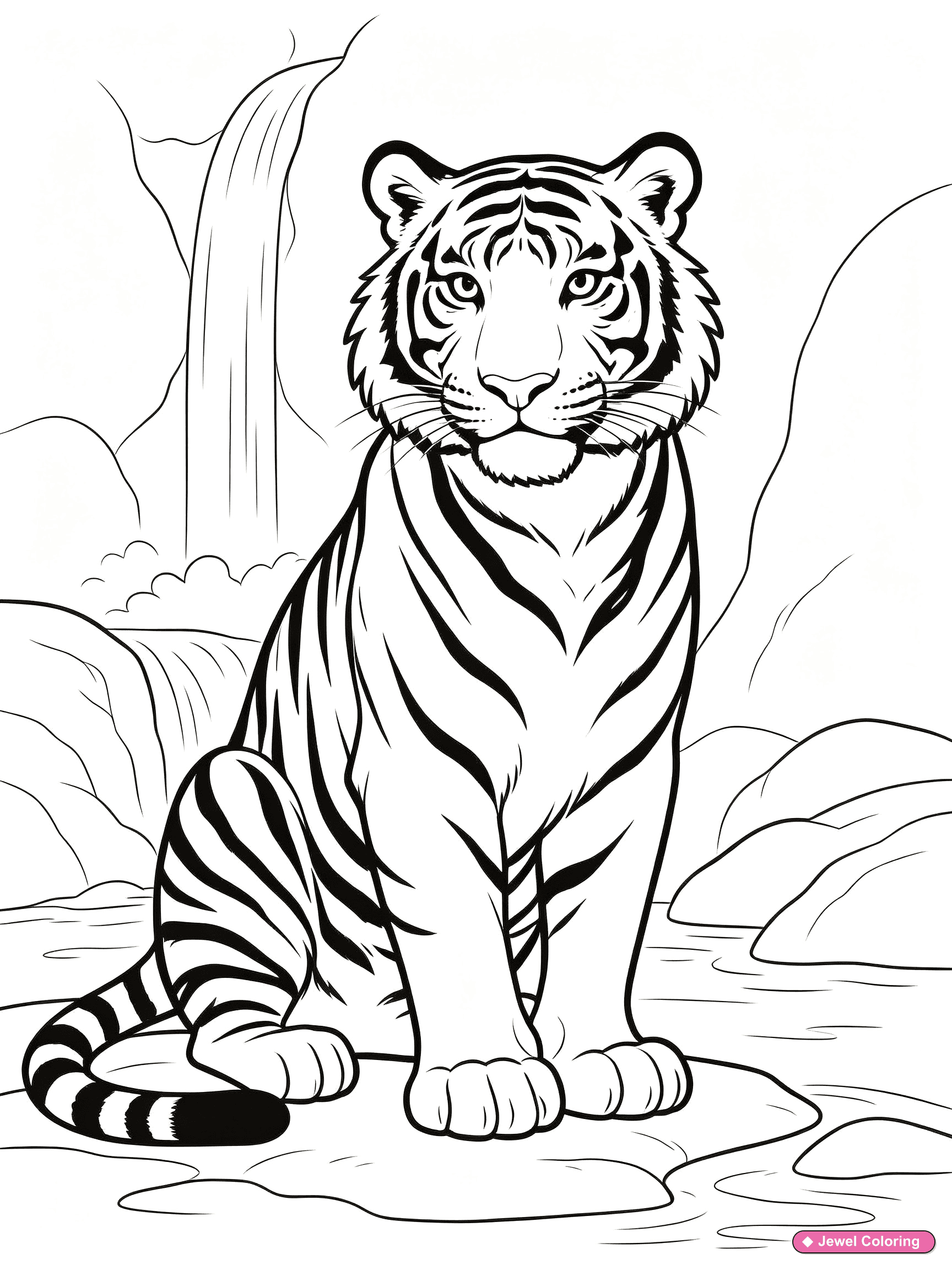 Tiger With Cub Coloring Page printable tigers coloring page